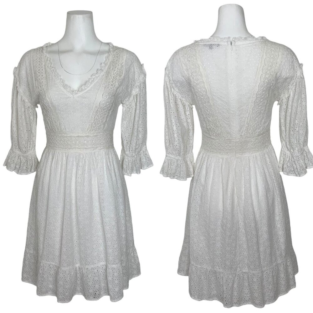 Love Sam Vivienne Eyelet Embroidered Dress S White